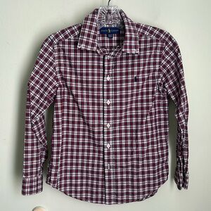 Ralph Lauren boys Burgundy and White Plaid Shirt